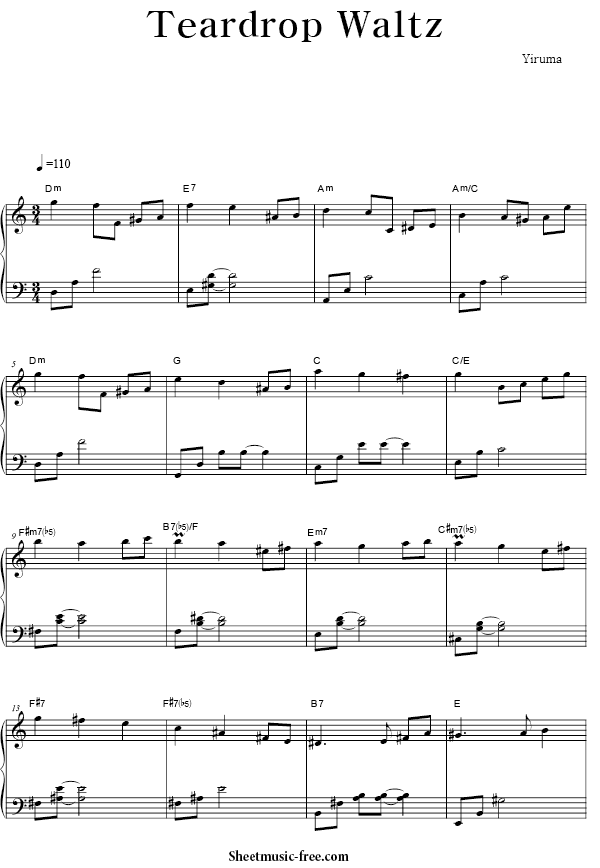 Teardrop Waltz Sheet Music PDF Yiruma Free Download