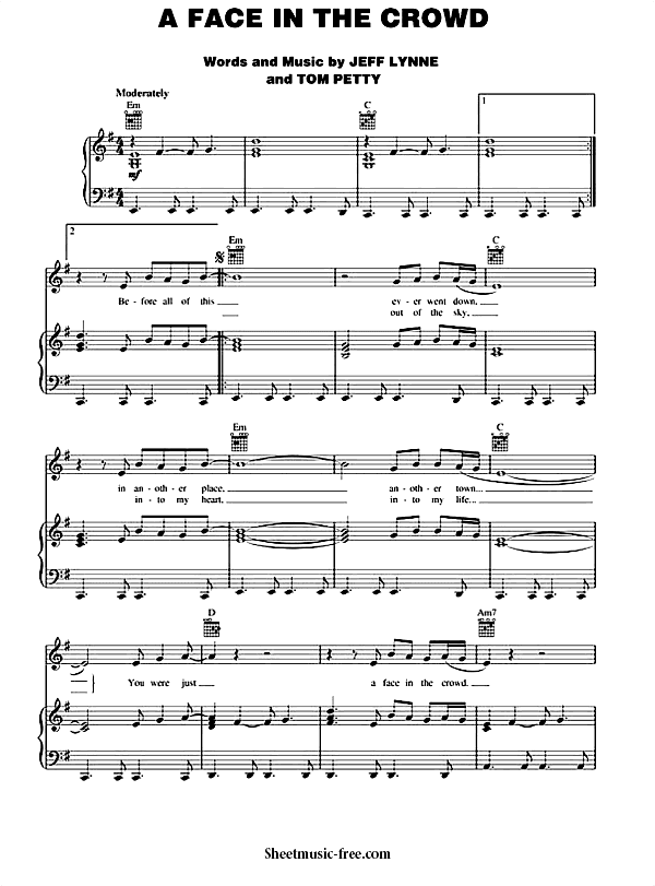 A Face In The Crowd Sheet Music PDF Tom Petty Free Download