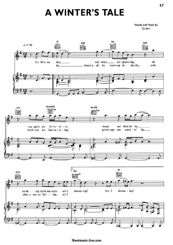 A Winter's Tale Sheet Music PDF Queen Free Download
