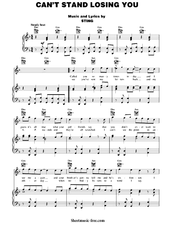 Can't Stand Losing You Sheet Music PDF The Police Free Download