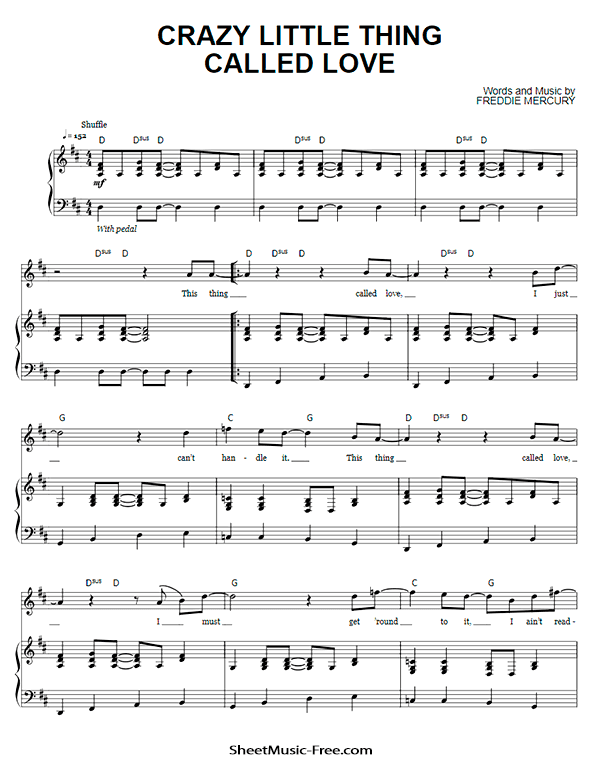 Crazy Little Thing Called Love Sheet Music PDF Queen Free Download