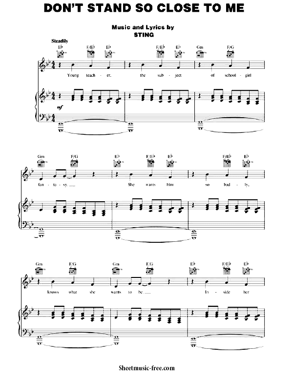Don't Stand So Close To Me Sheet Music PDF The Police Free Download