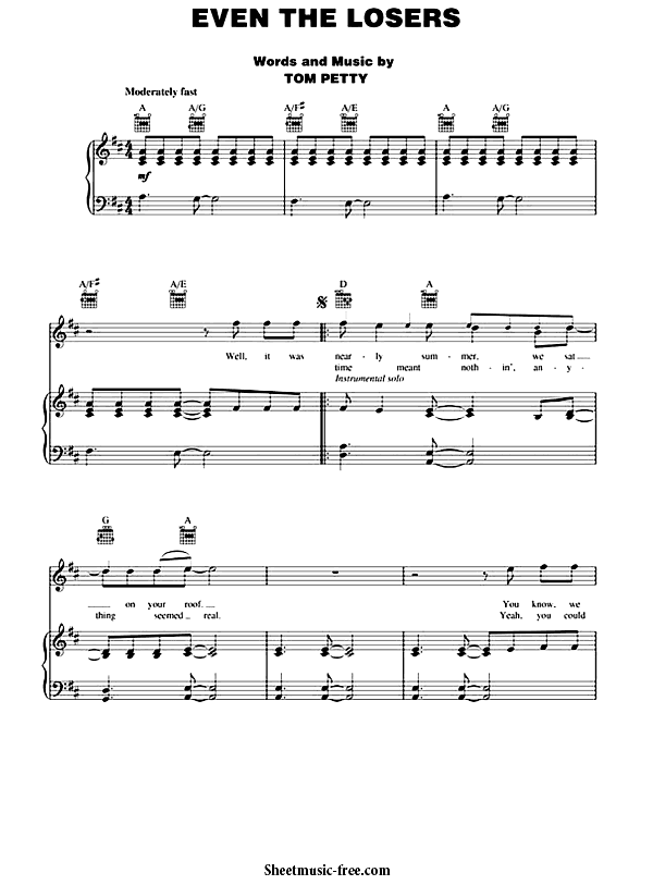 Download Even The Losers Sheet Music PDF Tom Petty