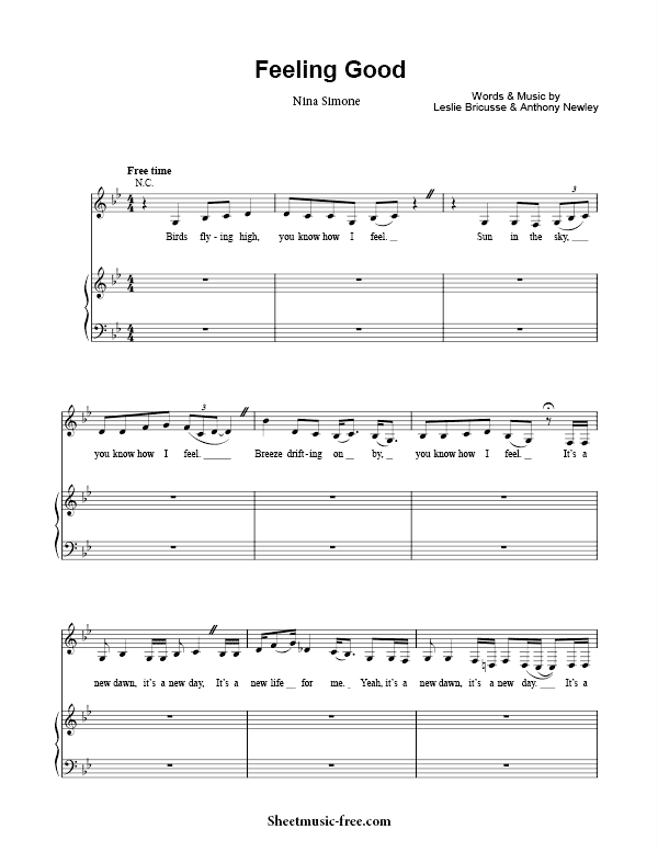 Fácil de suceder Seguid así Reunir Feeling Good Sheet Music pdf Nina Simone - ♪ SHEETMUSIC-FREE.COM