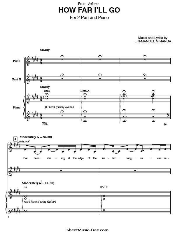 How Far I'll Go Sheet Music PDF from Moana Free Download