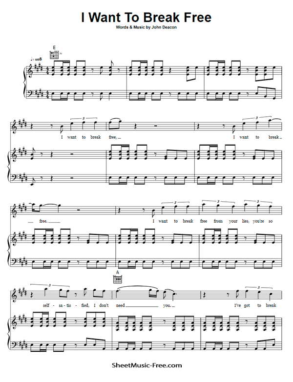 I Want To Break Free Sheet Music PDF Queen Free Download