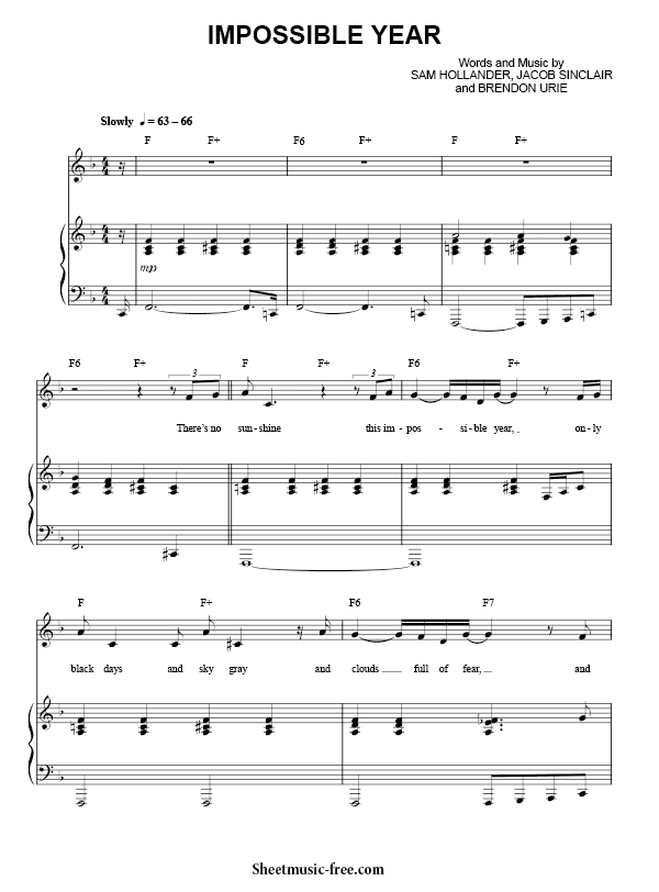 Impossible Year Sheet Music PDF Panic! At The Disco Free Download