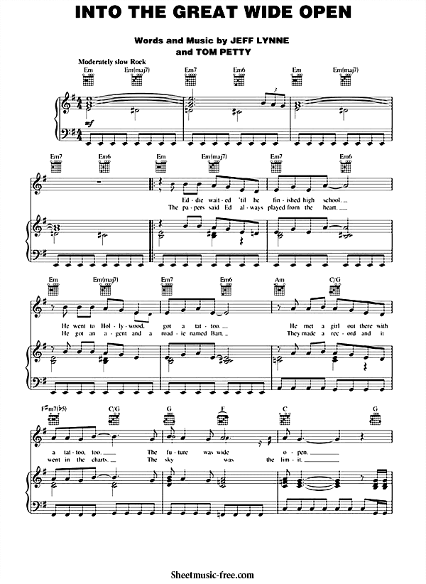 Into The Great Wide Open Sheet Music PDF Tom Petty Free Download