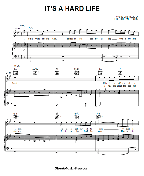 It's A Hard Life Sheet Music PDF Queen Free Download