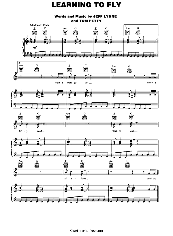 Learning To Fly Sheet Music PDF Tom Petty Free Download