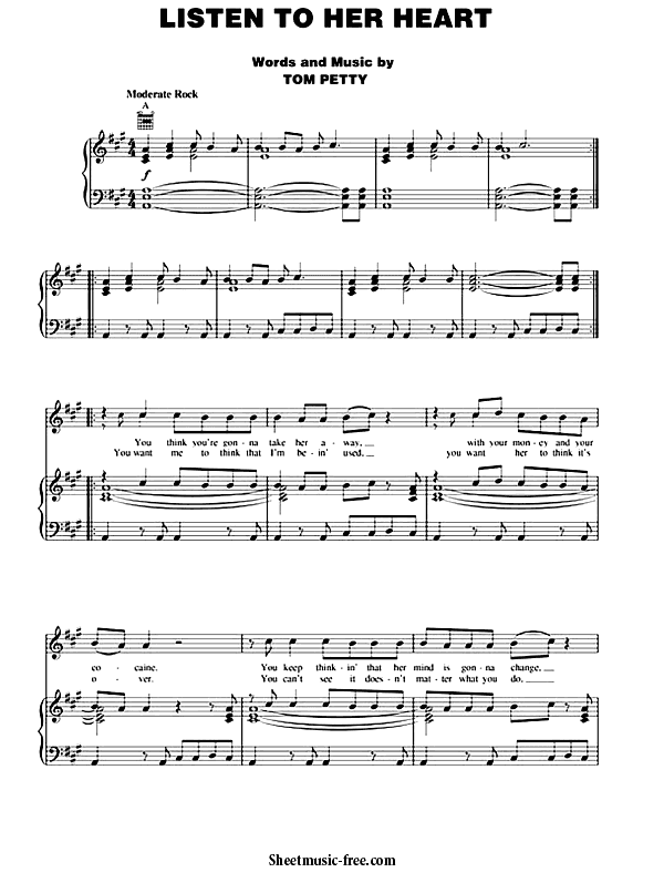 Listen To Her Heart Sheet Music PDF Tom Petty Free Download
