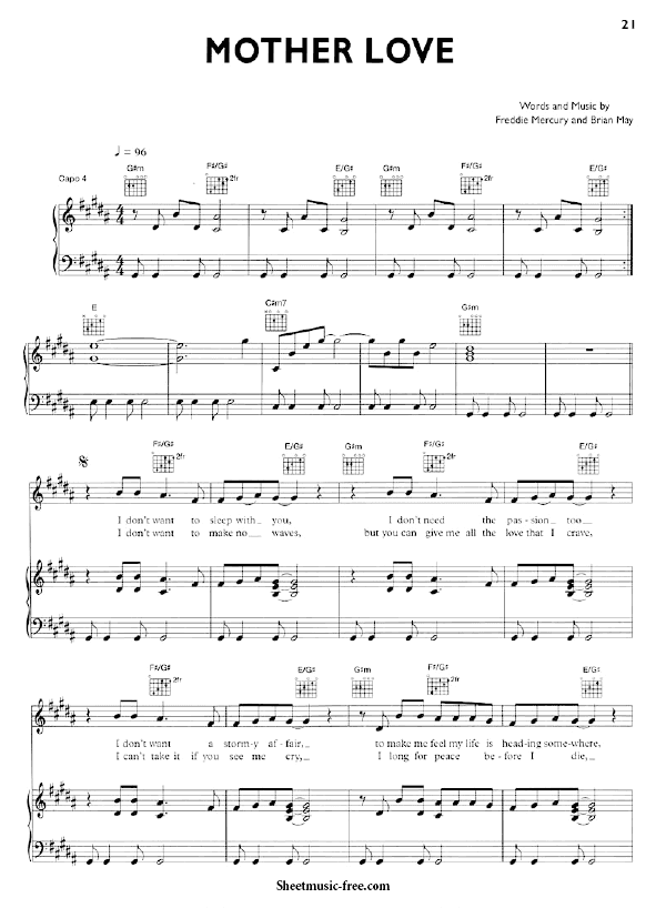 Mother Love Sheet Music PDF Queen Free Download