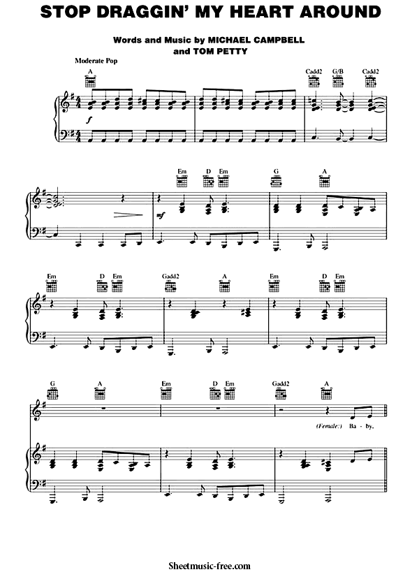 Stop Draggin' My Heart Around Sheet Music PDF Tom Petty Free Download