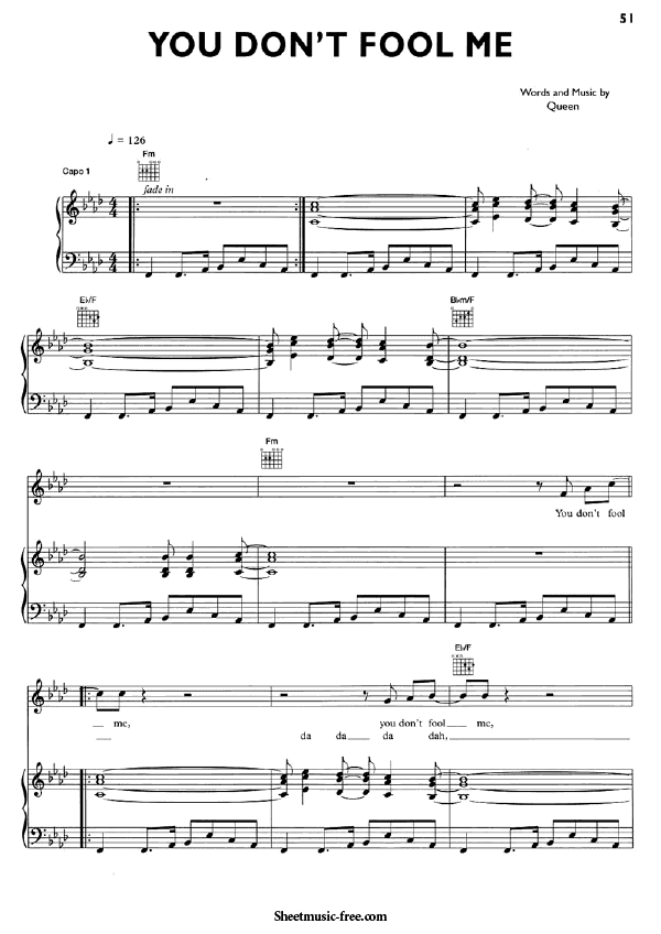 Download You Don’t Fool Me Sheet Music Queen