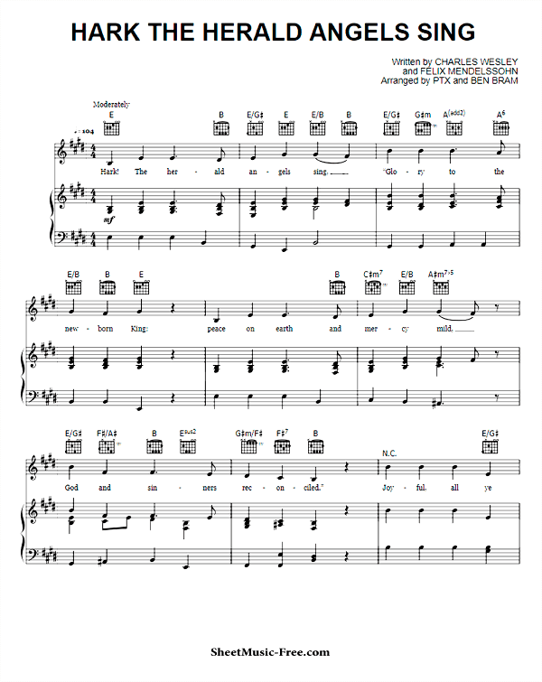 Hark The Herald Angels Sing Sheet Music PDF Pentatonix Free Download