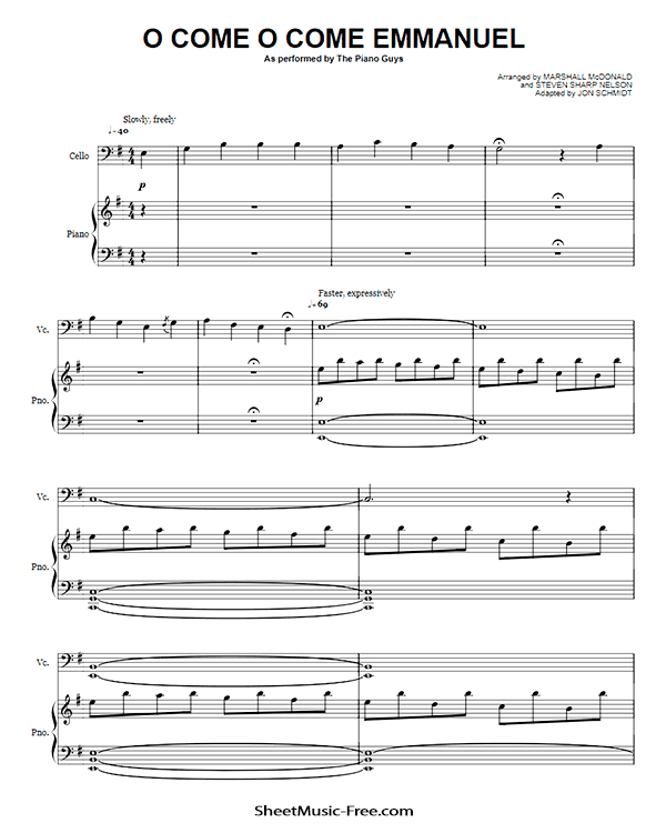 O Come O Come Emmanuel Sheet Music PDF Christmas The Piano Guys Free Download