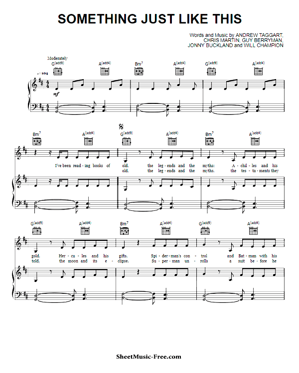 Something Just Like This Sheet Music PDF The Chainsmokers Free Download
