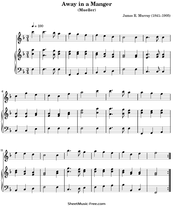 Away in a Manger Flute Sheet Music, Away in a Manger Sheet Music, Christmas Flute Sheet Music J-R-Murray