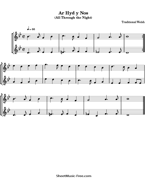 Ar Hyd y Nos Flute Sheet Music PDF Christmas Flute Free Download