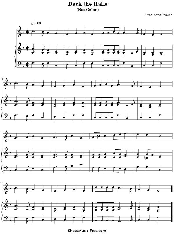 Deck the Halls Flute Sheet Music Christmas (Flute & Piano) - FREE SHEET MUSIC PDF