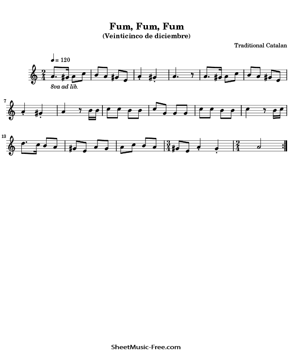 Fum Fum Fum Flute Sheet Music PDF Christmas Flute Free Download