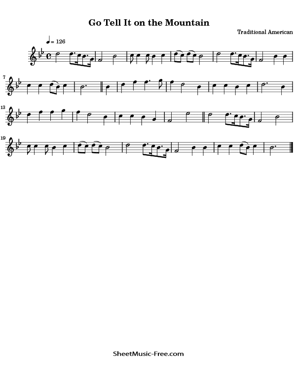 Download Go Tell It On The Mountain Flute Sheet Music
