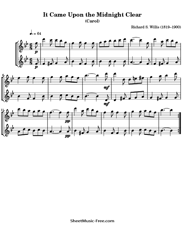 It Came Upon the Midnight Clear Flute Sheet Music PDF Christmas Flute Free Download