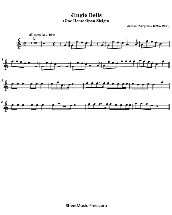 Jingle Bells Flute Sheet Music Christmas (Flute) | ♪ SHEETMUSIC-FREE.COM