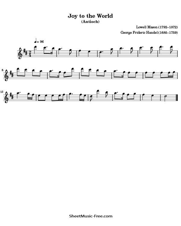 Joy to the World Flute Sheet Music | ♪ SHEETMUSIC-FREE.COM