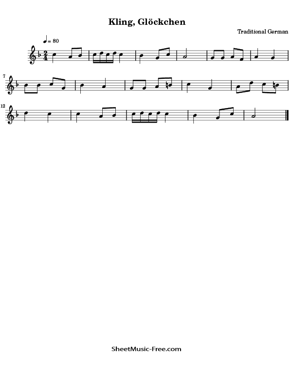 Kling Glöckchen Flute Sheet Music Christmas
