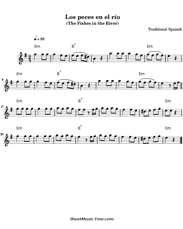 Los peces en el rio Flute Sheet Music PDF Christmas Flute Free Download
