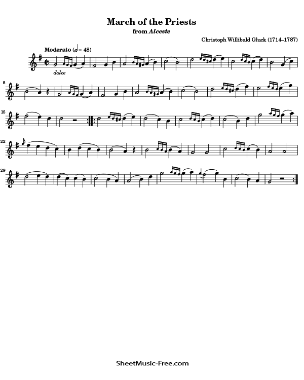 March of the Priests Flute Sheet Music PDF Christmas Flute Free Download