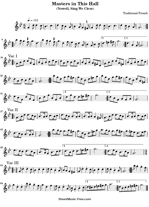 Masters in This Hall Flute Sheet Music PDF Christmas Flute Free Download