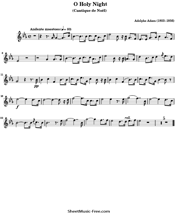 O Holy Night Flute Sheet Music Christmas | ♪ SHEETMUSIC-FREE.COM