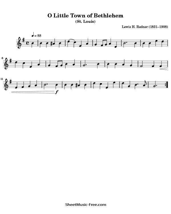 O Little Town of Bethlehem Flute Sheet Music PDF Christmas Flute Free Download