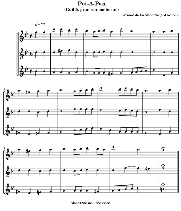 Pat-A-Pan Flute Sheet Music PDF Christmas Flute Free Download