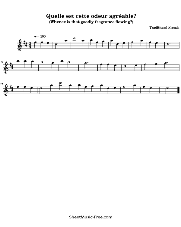 Quelle Est Cette Odeur Agreable Flute Sheet Music PDF Christmas Flute Free Download
