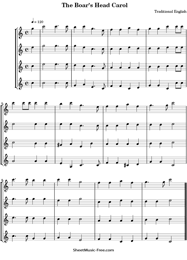 The Boar's Head Carol Flute Sheet Music PDF Christmas Flute Free Download