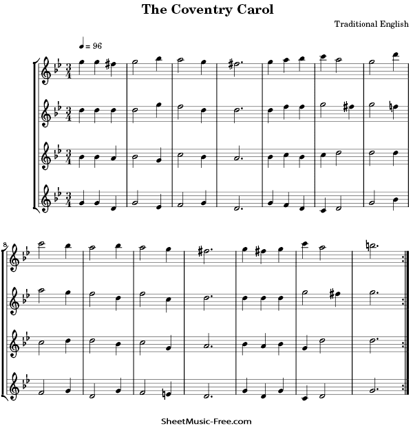 The Coventry Carol Flute Sheet Music Christmas