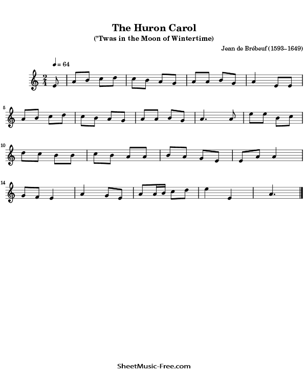 The Huron Carol Flute Sheet Music PDF Christmas Flute Free Download