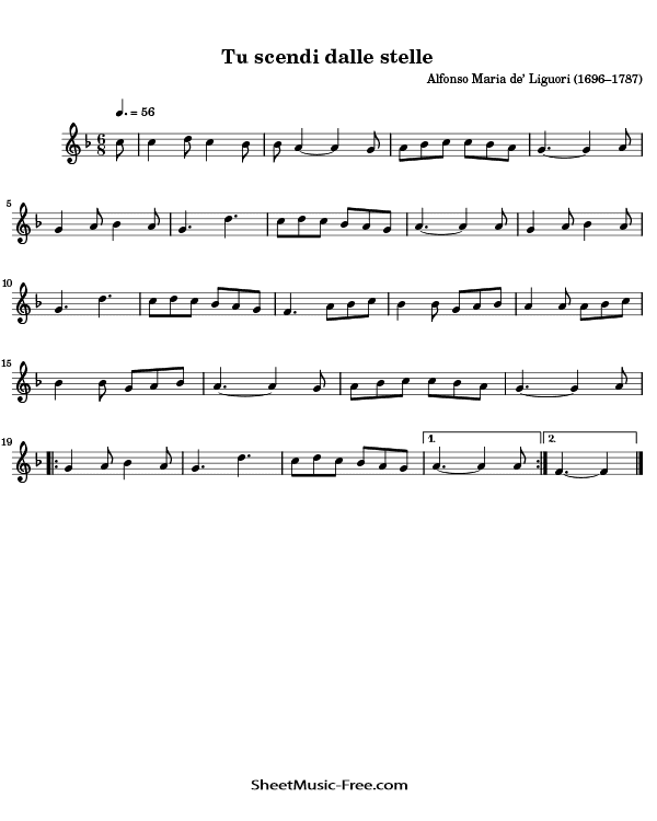 Tu scendi dalle stelle Flute Sheet Music PDF Christmas Flute Free Download