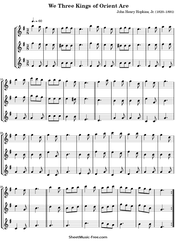 We Three Kings of Orient Are Flute Sheet Music PDF Christmas Flute Free Download