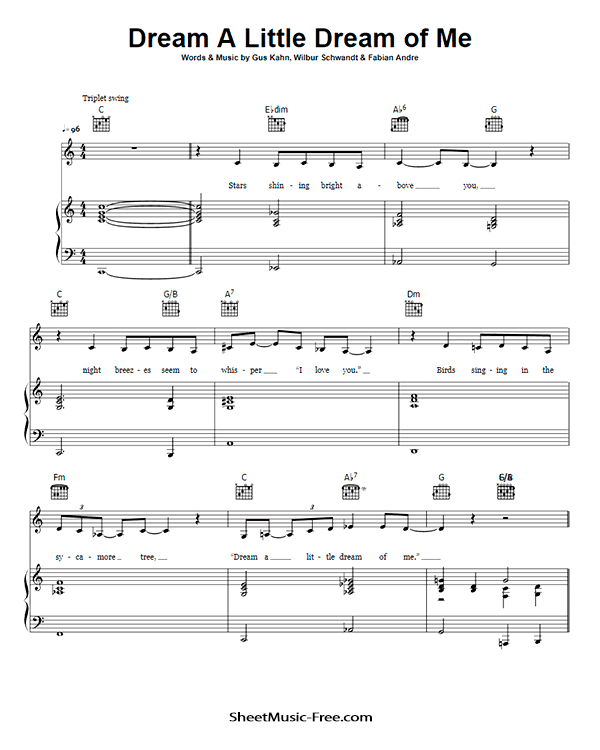 Dream A Little Dream Of Me Sheet Music PDF Ella Fitzgerald Free Download
