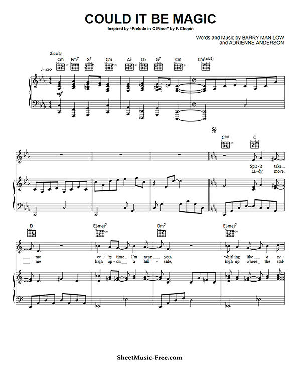 Could It Be Magic Sheet Music PDF Barry Manilow Free Download