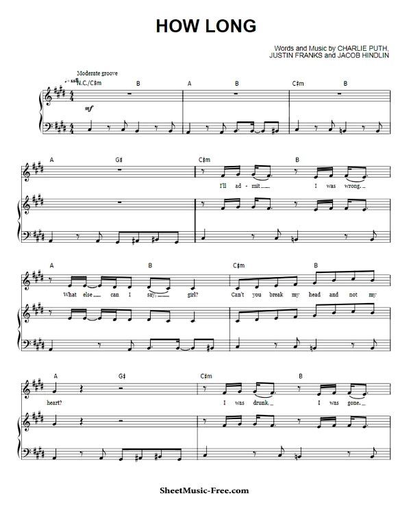 How Long Sheet Music PDF Charlie Puth Free Download