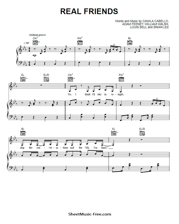 Real Friends Sheet Music PDF Camila Cabello Free Download