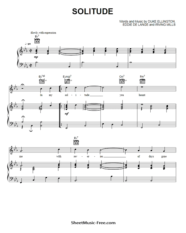 Solitude Sheet Music PDF Duke Ellington Free Download