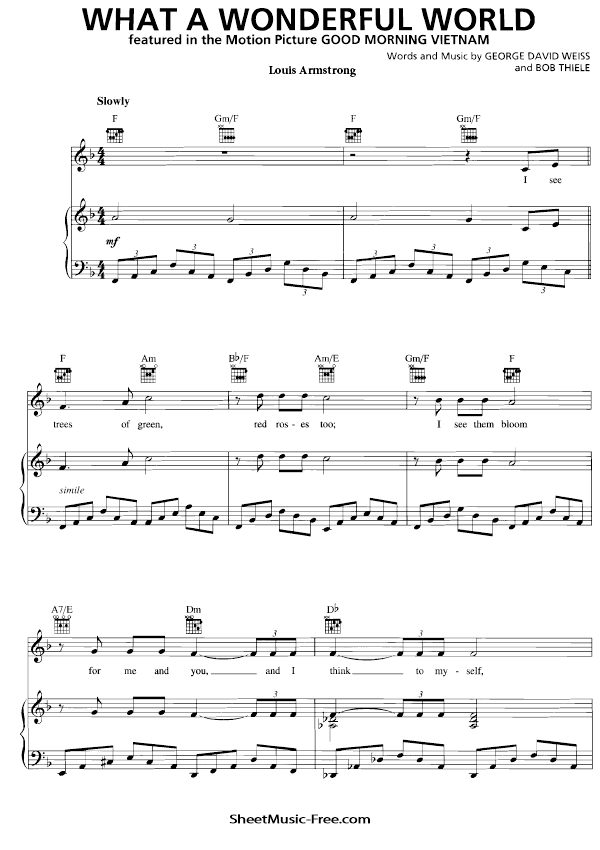 What a Wonderful World Sheet Music PDF Louis Armstrong Free Download