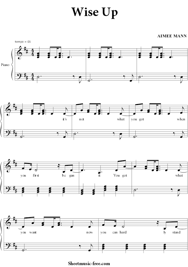 Wise Up Sheet Music Aimee Mann PDF Free Download