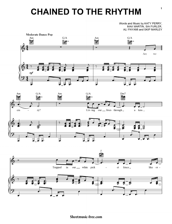 Chained To The Rhythm Sheet Music PDF Katy Perry Free Download